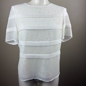 Reiss Preppy Classy Old money Ivory Blouse with Lace and Stripes